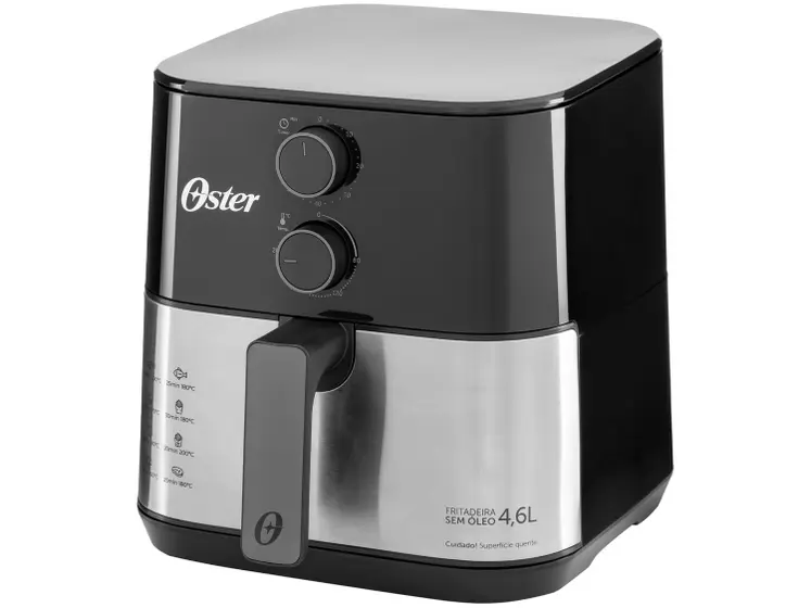 Fritadeira Elétrica Air Fryer Oster Compact Preta com Timer Inox 4,6L OFRT520