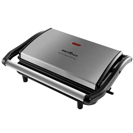 Grill Sanduicheira Britânia Press Chapa Ondulada e Lisa Antiaderente 850W