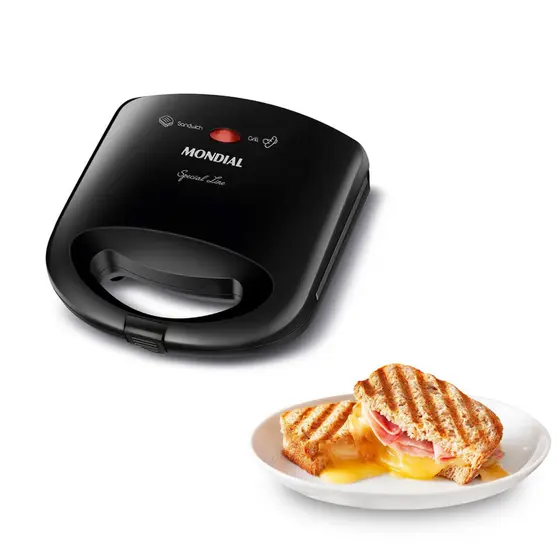 Grill Sanduicheira Mondial Premium Pratic 2 em 1 Preto 750W 127V SN01