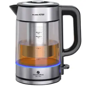 Chaleira Elétrica de Vidro Electrobras Glass Filter 1.7L 1200W 127V Prata/Preta EBJE-06