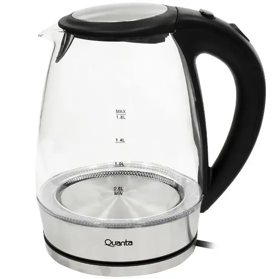 Chaleira Elétrica de Vidro Quanta 1.8L 2000W 220V Preta/Prata QTC900