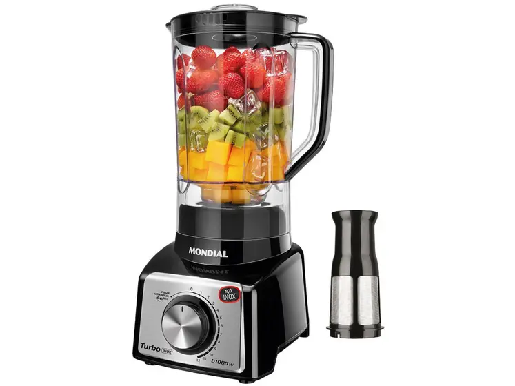 Liquidificador Mondial BI Copo Preto/Inox 1000W 12 Velocidades com Filtro L-1000