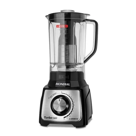 Liquidificador Mondial Turbo Inox Preto 1200W L-1200BI