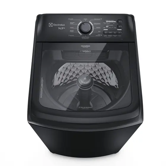 Lavadora de Roupas Electrolux Efficient 14,5 kg Cesto Inox Jet&Clean e Filtro Fiapos Preta LEP15