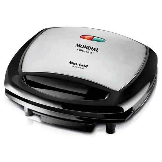 Grill Sanduicheira Mondial Max Grill 2 em 1 Preto e Inox Antiaderente 1000W G-07