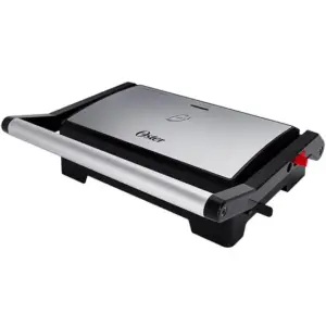 Mini Grill Elétrico Oster 2 em 1 com Abertura 180° e Chapa Antiaderente Inox 127V OGRL230