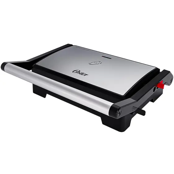 Mini Grill Elétrico Oster 2 em 1 com Abertura 180° e Chapa Antiaderente Inox 127V OGRL230