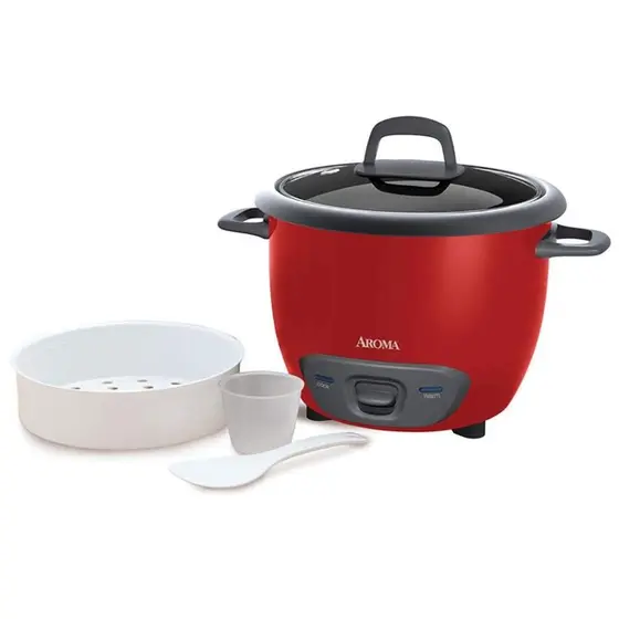 Panela de Arroz Elétrica Aroma Housewares 7 Xícaras Vermelha ARC-747-1NGR