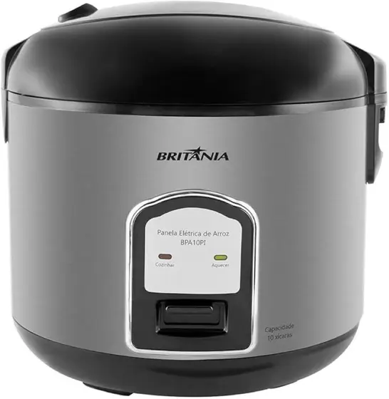 Panela de Arroz Elétrica Britânia 10 Xícaras 700W Prata 127V BPA10PI