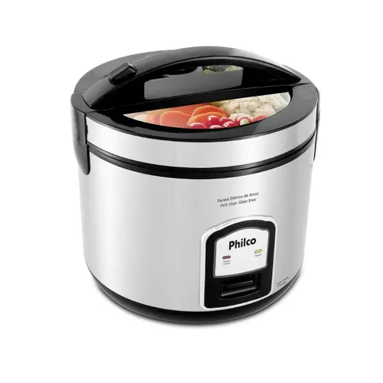 Panela de Arroz Elétrica Philco com Visor Glass Inox 127V