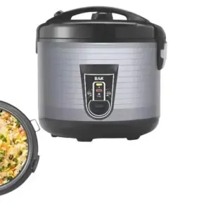 Panela de Arroz Elétrica BAK 10 Xícaras 1.8L 700W Prata 110V Panela de Arroz Elétrica BAK 10 Xícaras 1.8L 700W Prata 110V