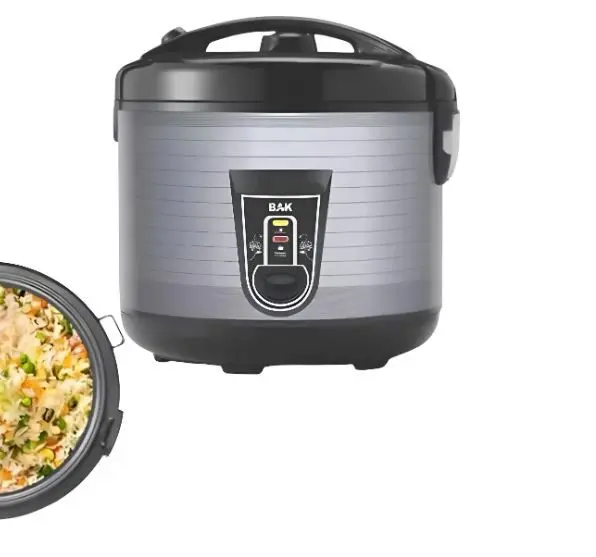 Panela de Arroz Elétrica BAK 10 Xícaras 1.8L 700W Prata 110V