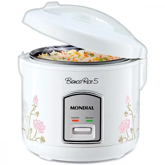 Panela de Arroz Elétrica Mondial Bianca Rice 5 Xícaras 400W Branca 127V NPE-05-5X