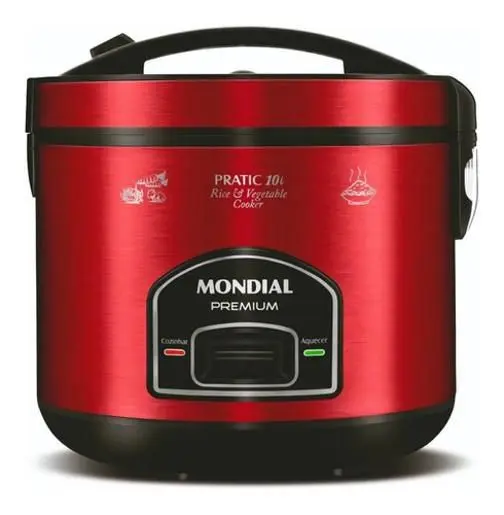 Panela de Arroz Elétrica Mondial 10 Xícaras 700W Vermelha 110V PE-46-10X