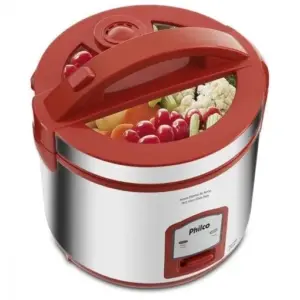 Panela de Arroz Elétrica Philco Ellegance 5 Xícaras 400W Inox Vermelho 220V Panela de Arroz Elétrica Philco Ellegance 5 Xícaras 400W Inox Vermelho 220V