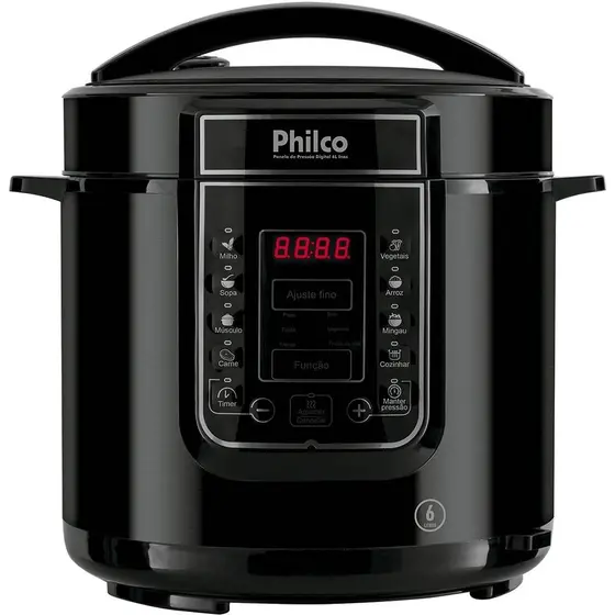 Panela de Pressão Elétrica Digital Philco 6L Inox Preta 220V PPPP01