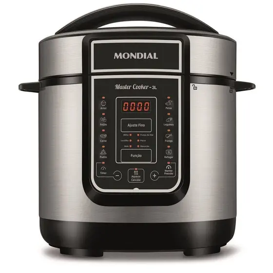 Panela de Pressão Elétrica Mondial Master Cook 3L Preta Inox 110V PE40