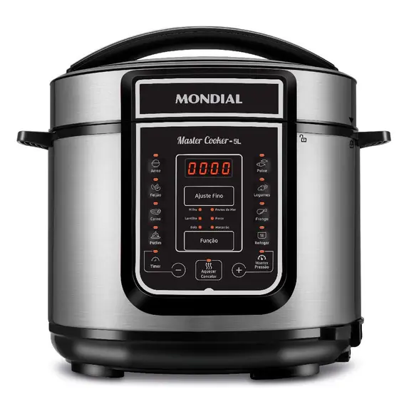 Panela de Pressão Elétrica Mondial Master Cooker 5L Preta com Prata 127V PE38