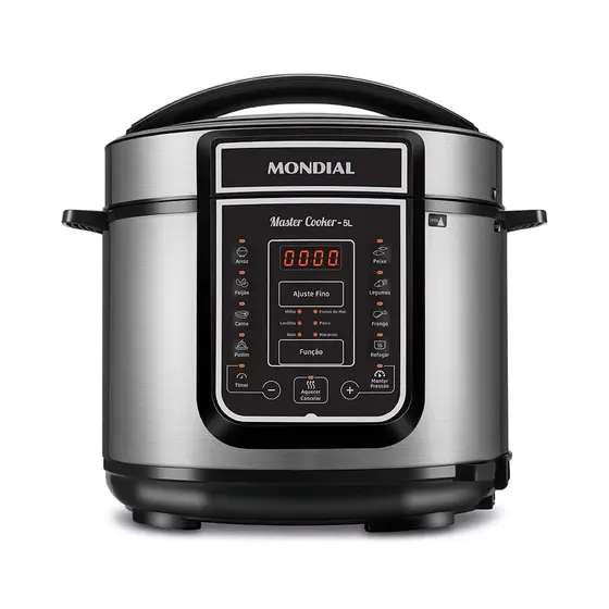Panela de Pressão Elétrica Digital Mondial 5L 900W Preto Inox 127V PE-38