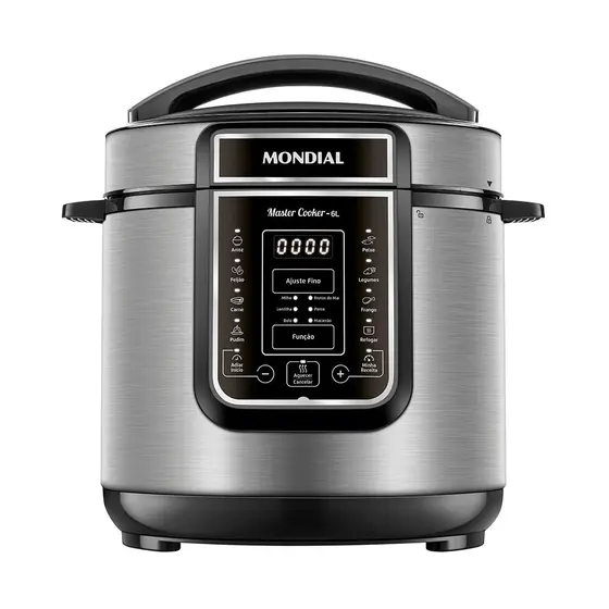 Panela de Pressão Elétrica Digital Mondial 6L Preto e Inox PE-60-6L-I