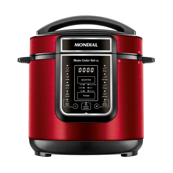 Panela de Pressão Elétrica Digital Mondial 6L Vermelho e Inox PE-60-6L-RI