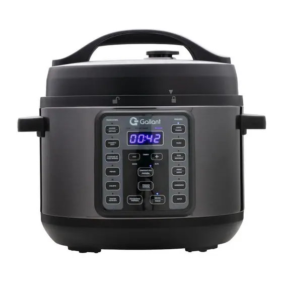 Panela de Pressão Elétrica Digital Gallant Clique e Pronto Titanium 4L 1000W Inox 127V GPP04