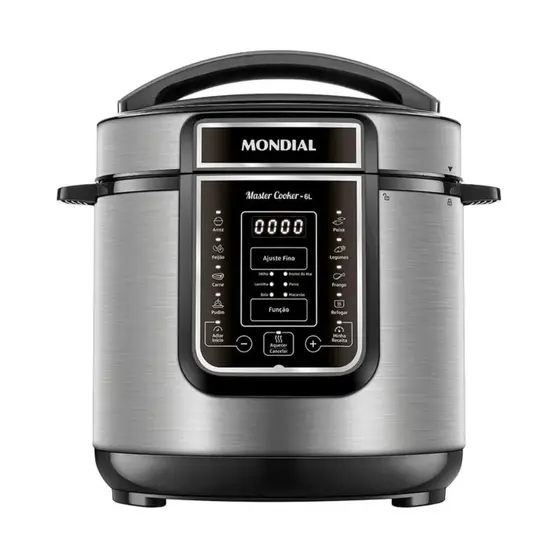Panela de Pressão Elétrica Digital Mondial Master Cooker 6L Preto Inox 220V PE-60-6L-I