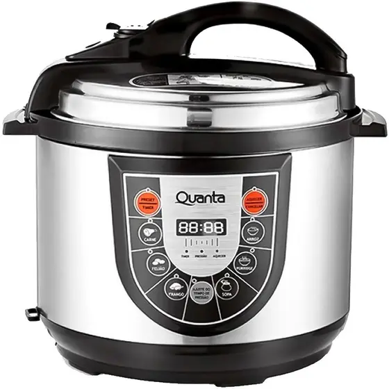 Panela de Pressão Elétrica Quanta 5L Prata Preto 110V QTPE200