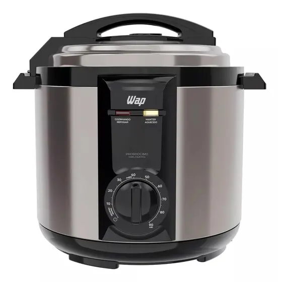 Panela de Pressão Elétrica Wap 5L 900W Antiaderente Inox Preta WPPE2