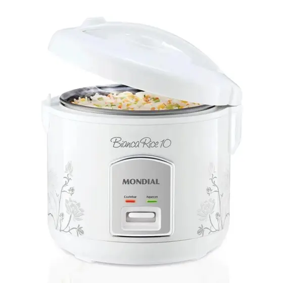 Panela de Arroz Elétrica Mondial Bianca Rice 10 Xícaras 700W Branca 220V PE-10