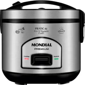 Panela de Arroz Elétrica Mondial Pratic 6i 6 Xícaras Preto/Inox 220V PE-43-6X Panela de Arroz Elétrica Mondial Pratic 6i 6 Xícaras Preto/Inox 220V PE-43-6X
