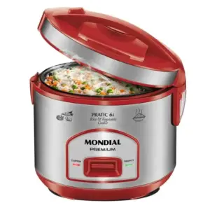 Panela de Arroz Elétrica Mondial Pratic 6i Premium 6 Xícaras 500W Vermelho/Inox 220V PE-45-6X Panela de Arroz Elétrica Mondial Pratic 6i Premium 6 Xícaras 500W Vermelho/Inox 220V PE-45-6X
