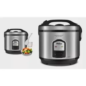 Panela de Arroz Elétrica Philco 5 Xícaras com Visor Glass Inox 127V Panela de Arroz Elétrica Philco 5 Xícaras com Visor Glass Inox 127V