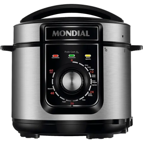 Panela Elétrica de Pressão Mondial 5L 900W Preto Inox 220V PE-48-5L-I