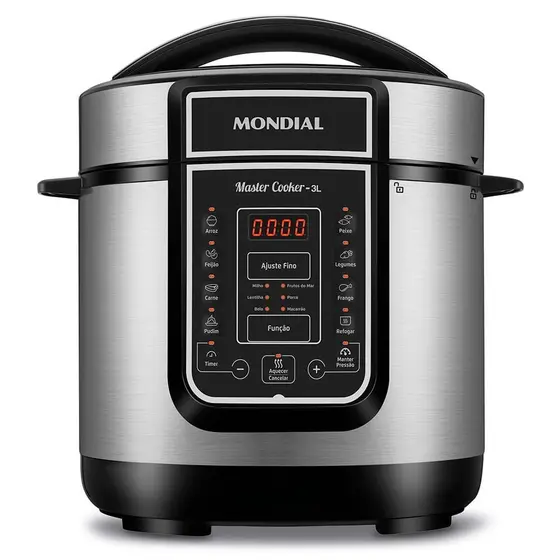 Panela Elétrica de Pressão Mondial 220V Preto Inox