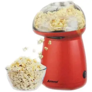 Pipoqueira Elétrica Amvox Retrô para Pipoca Salgada Vermelha 220V