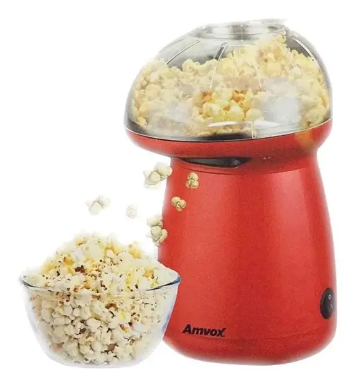Pipoqueira Elétrica Amvox Retrô para Pipoca Salgada Vermelha 220V