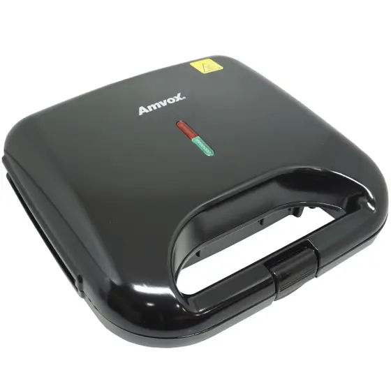 Sanduicheira e Grill Elétrica Amvox Dupla Antiaderente Preta 750W 110V AMS 370 BLACK