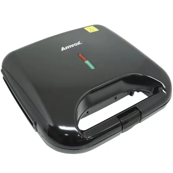 Sanduicheira e Grill Elétrica Amvox Dupla Antiaderente Preta 750W 220V AMS 370 BLACK