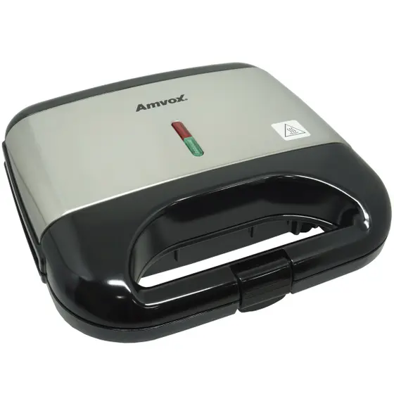 Sanduicheira e Grill Elétrica Amvox Dupla Antiaderente Preta/Inox 750W 110V AMS 500 BLACK