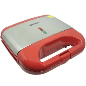 Sanduicheira e Grill Elétrica Amvox Dupla Antiaderente Vermelha Inox 750W AMS 500 RED Sanduicheira e Grill Elétrica Amvox Dupla Antiaderente Vermelha Inox 750W AMS 500 RED