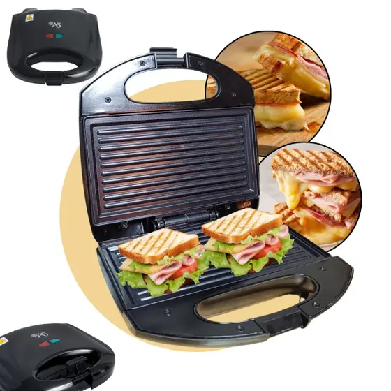 Sanduicheira e Mini Grill Elétrico A5 Importadora Boston Baquelite Preta Antiaderente 750W 127V/220V