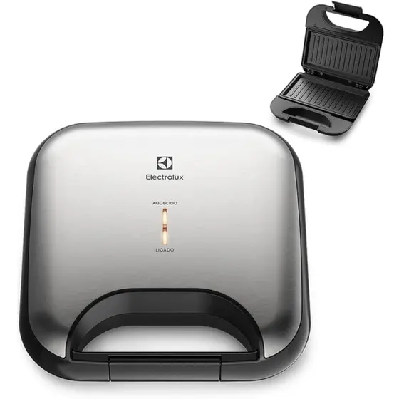 Sanduicheira Elétrica Grill Electrolux Antiaderente Chapa Inox 750W 110V ESG20