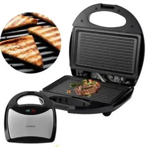 Sanduicheira Elétrica Grill Sokany Portátil Preta com Acabamento Inox Sanduicheira Elétrica Grill Sokany Portátil Preta com Acabamento Inox