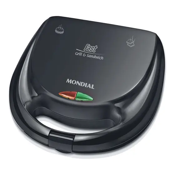 Sanduicheira Elétrica Grill Tostadeira Mondial Antiaderente Preto 110V S12