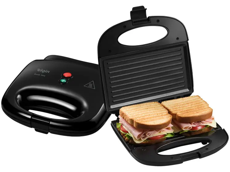 Sanduicheira Elgin Break Time Preta Antiaderente 800W