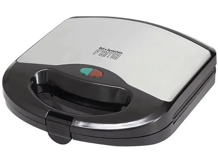 Sanduicheira Fama Preto e Prata com Controle de Temperatura Antiaderente 700W FGR01PI