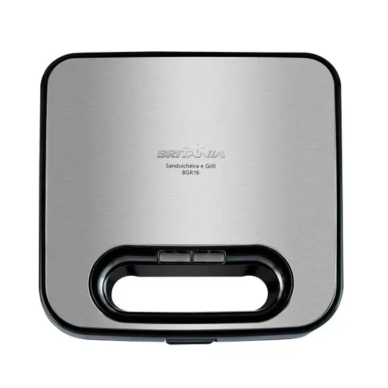 Sanduicheira/Grill Britânia Redstone 2 em 1 Inox/Preto BGR16