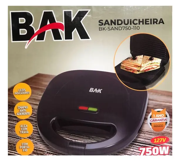 Sanduicheira Mini Grill Bank Gourmet Preto 750W 127V