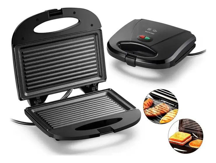 Sanduicheira Misteira Tostequeira Mini Grill Multilaser Cook Chapa Dupla Elétrica 110V